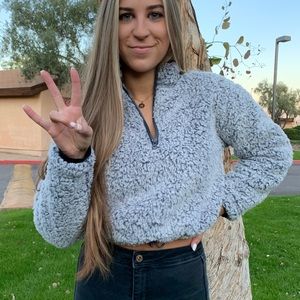 Cropped Sherpa jacket - gray